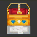 Pixel Style Clothing Accessories Storage Box With Golden Frame Red Pad And Colorful Jewels