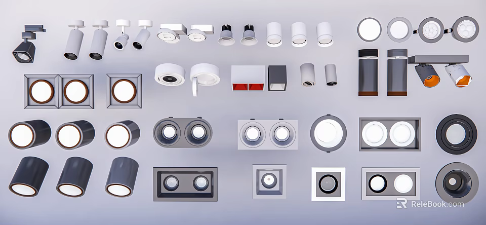 Modern Downlights and Spotlights with Recessed Surface Mounted Types for Home Ceiling Lighting 3d model 