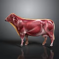Cow Muscle Anatomy 3D Anatomical Model Showing Detailed Muscular Structure
