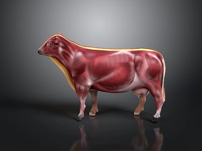 Realistic Style Red Bull Flying Bull Red Bull Low Polygon Smooth Material Biological Animal Cow Anatomy Land Animal Wild Animal 3d model