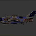 Blue And Silver Spacecraft Design With Mechanical Engine And Cockpit Details