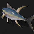 Vibrant Blue Green And Yellow Tuna Aquatic Animal With Distinct Fins And Eyes