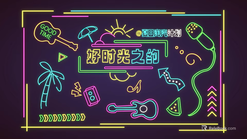 Colorful Neon Decorative Lights With Guitar Sun Microphone Patterns For Party Ambiance 3d model 