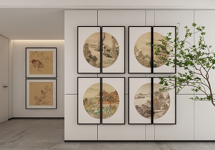 New Chinese Style Decorative Hanging Painting 3d model