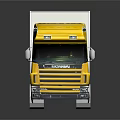 Yellow Truck With Colorful Square Patterns On Trailer And Reflective Surface 3d model