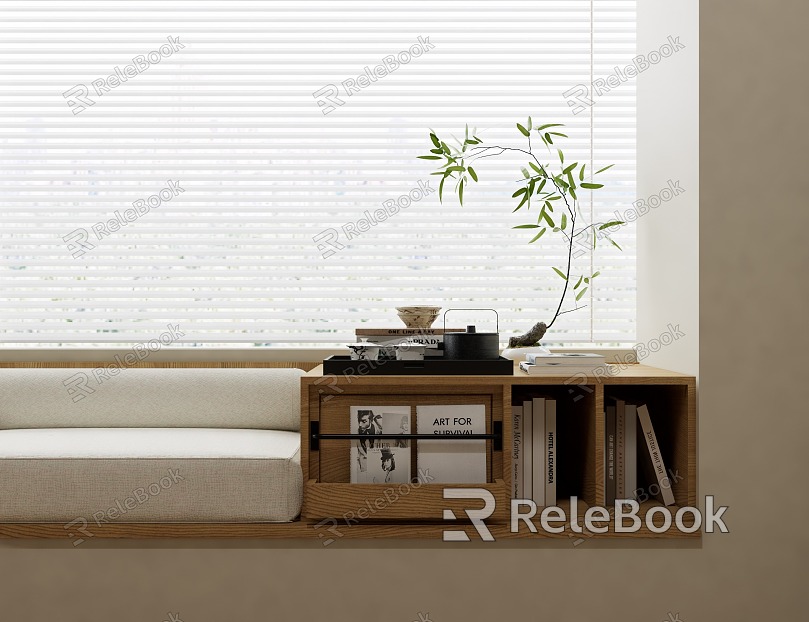 Modern Tea Cabinet Bay Window Tatami Bay Window Tea Table Tea Cabinet model