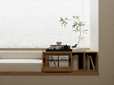 Modern Tea Cabinet Bay Window Tatami Bay Window Tea Table Tea Cabinet model