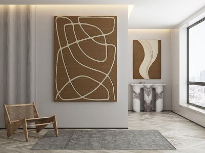 modern abstract painting decorative painting 3d model