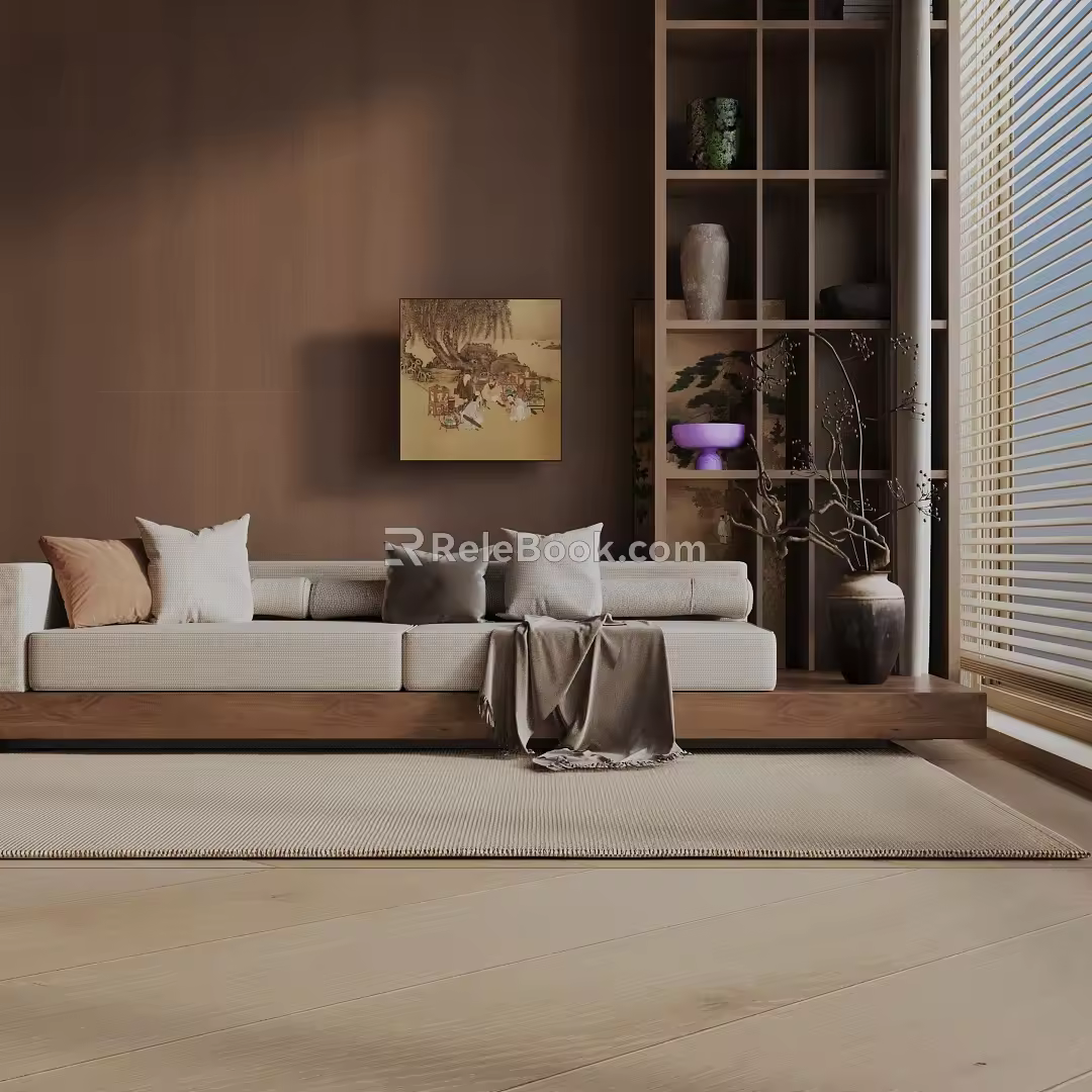 Modern three-seat sofa 3d model