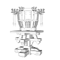 Detailed Technical Drawing of Industrial Mechanical Structure with Base and Upper Components