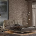 Modern Bedroom Interior Design With Upholstered Bed Nightstand Floor Lamp And Area Rug