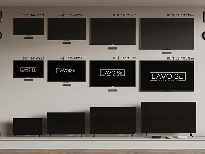 LAVOISE TVs Various Models in Different Sizes Displayed on Wall and Floor 3d model