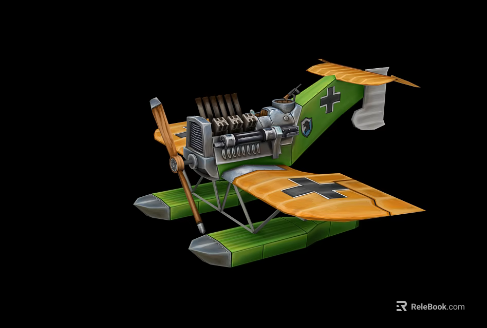Electric Toy Airplane With Green Yellow Propeller Design For Kids Fun Flying Play 3d model 