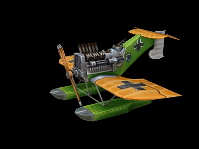 Electric Toy Airplane With Green Yellow Propeller Design For Kids Fun Flying Play 3d model