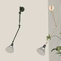 Black And Gold Adjustable Arm Wall Lamps With Transparent Shades Near Green Plant