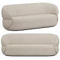 Beige Multi Seat Sofa With Modern Rounded Design And Soft Fabric Upholstery For Living Room