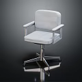 Modern White Upholstered Chair With Armrests And Metal Wheel Base