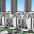 Modern High Rise Residential Complex With Landscaped Areas And Architectural Layout 3d model