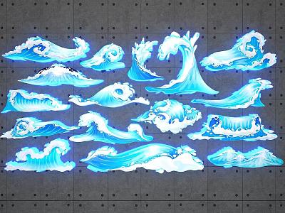 Creative Illuminated Blue Wave Decorative Art Installation Photo Check In Spot 3d model