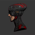 3D Sci-Fi Character Bust With Mechanical Red Helmet Armor And Biological Face 3d model