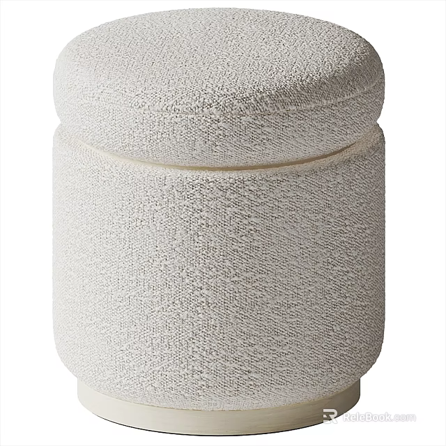 White Upholstered Sofa Stool With Soft Fabric For Modern Living Room Decor 3d model 
