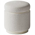 White Upholstered Sofa Stool With Soft Fabric For Modern Living Room Decor