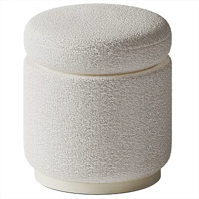 White Upholstered Sofa Stool With Soft Fabric For Modern Living Room Decor 3d model