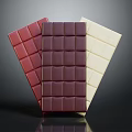 Three Chocolate Blocks Featuring Red Dark Brown And White Color Varieties 3d model