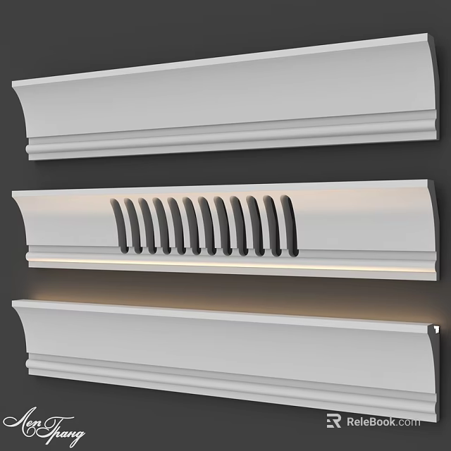 Modern Architectural Decorative Components With Three White Designs Hollow Stripes And Integrated Lighting 3d model 