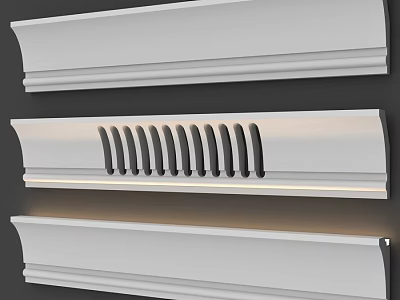Modern Architectural Decorative Components With Three White Designs Hollow Stripes And Integrated Lighting 3d model