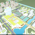 Modern Industrial Factory Complex Layout With Buildings Green Spaces And Water Channels