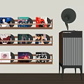 Audio vinyl record ornaments record player storage rack 3d model