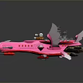 Pink Sci Fi Spaceship Model With Multiple White Wings And EAGLE Text Futuristic Design 3d model