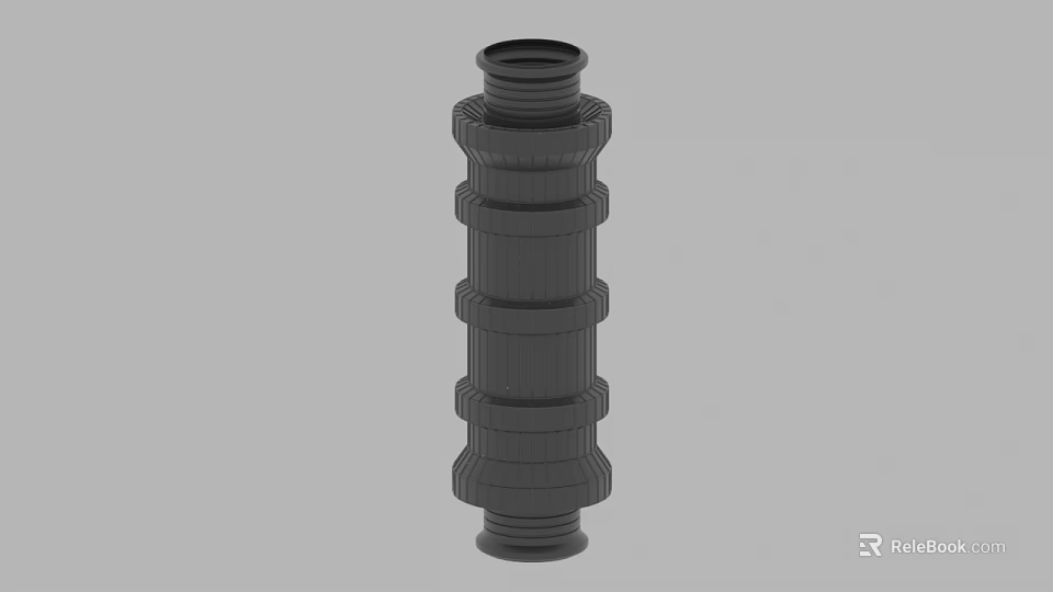 Black Cylindrical 3D Model Part With Multi Ring Layered Structure Design 3d model 