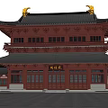 Ancient Chinese Architecture With Traditional Wooden Structures Overhanging Eaves And Symmetrical Courtyard Layout