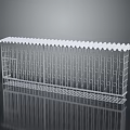White Metal Garden Fence With Wavy Top And Ornamental Grid Design Structure