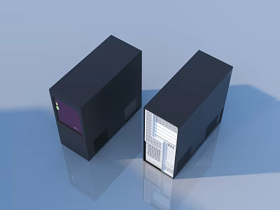 Two Black Rectangular Home Storage Boxes with Modern Design and Smooth Finish 3d model