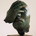 Decorative Bronze Sculpture Set Of Head With Hand Covering Eye Artistic Ornamental Piece