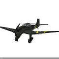 Vintage Green Fighter Aircraft With Propeller Black Cross Insignia And Yellow Stripe