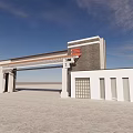 Modern Entrance Gate Design With Brick Wall Metal Frame And Glass Elements