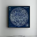 Vintage Astrology Star Chart Wall Art With Blue Background And Constellation Patterns 3d model