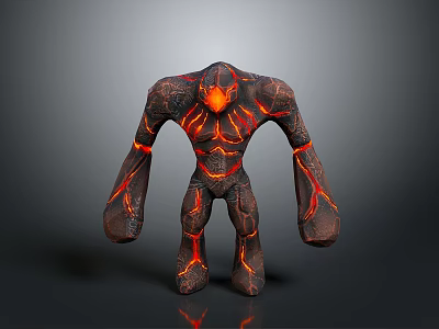 Realistic Lava Monster Toy Figure with Glowing Eyes and Rock Texture Design 3d model