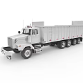 White Heavy Duty Dump Truck With Classic Cab Open Bed And Multiple Wheels 3d model