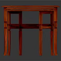 Three Red Wooden Nesting Stools With Golden Patterned Tops And Intricate Design