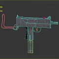 Vintage Submachine Gun With Metallic Body Classic Design Detachable Magazine Trigger Guard Folding Stock