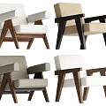 Modern Leisure Chairs with Fabric Upholstery Wooden Legs Armrests and Assorted Colors