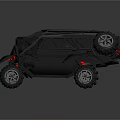Black Metal Frame Dune Buggy With Large Tires And Red Accents