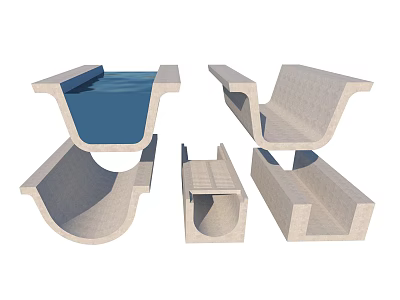 Modern drainage ditch drainage ditch combination 3d model