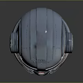 Futuristic Mechanical Armored Helmet With Silver Finish Red Visor And Circular Components