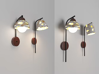 Modern retro mid-style wall lamp combination 3d model